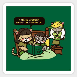 Funny Cats Bedtime Story For Gamers Sticker